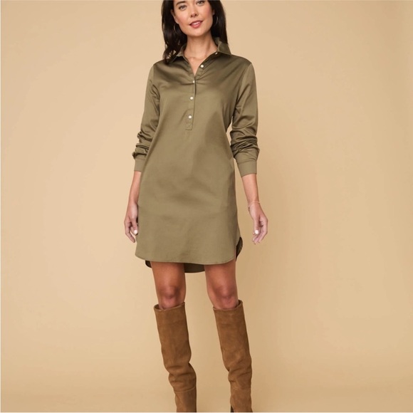 UNTUCKit Dresses & Skirts - Untuckit For Her Olive Green Glynis Shirt Dress Long Sleeve Women’s Size Large